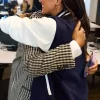 Meghan Markle School Robert Clack Blue and White Varsity Jacket