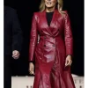 Melania Trump Leather Trench Coat Front