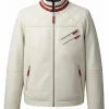 Men White Cafe Racer Leather Jacket