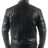 Mens Quilted Motorcycle Cafe Racer Leather Jacket Back