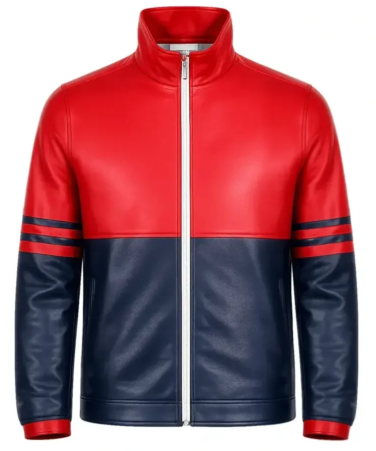Mens Two Tone Racer Leather Jacket