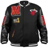 Miami Heat Mashup Logo Black Varsity Jacket - Buy Now