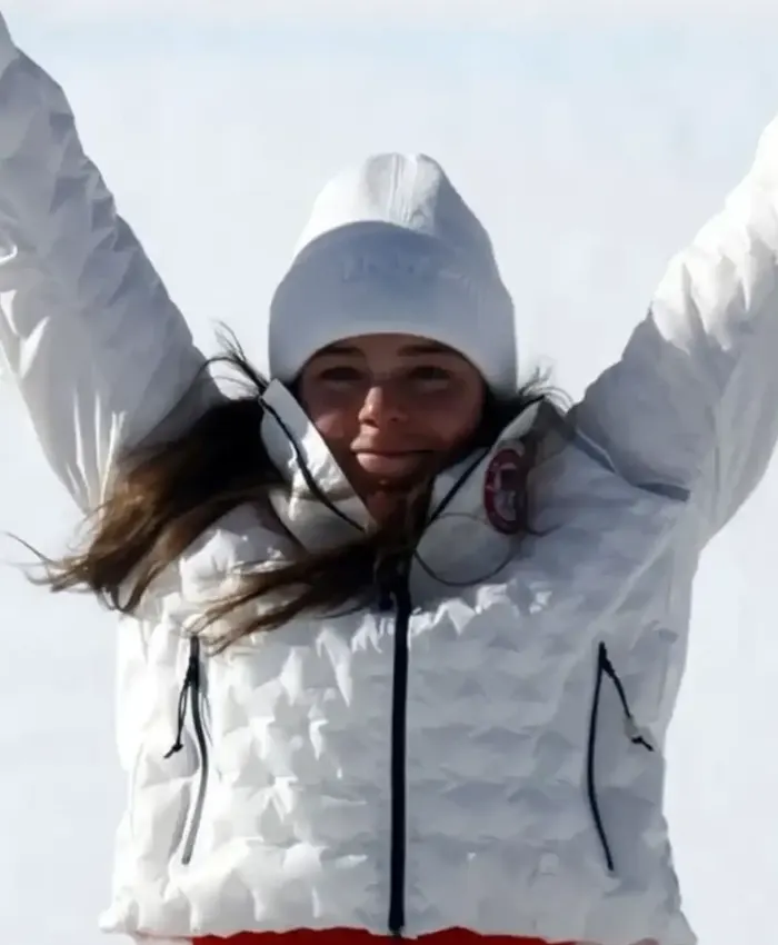 Milano Cortina Winter Olympics 2026 Breezy Johnson Cropped White Jacket