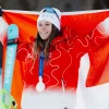 Milano Cortina Winter Olympics 2026 Camille Rast Red and White Puffer Jacket