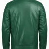Modern Green Leather Quilted Jacket - Back