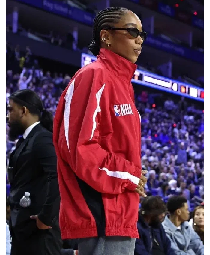NBA London Game Naomi Ackie Red Jacket For Sale