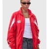 NBA London Game Naomi Ackie Red Jacket Shop now