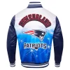 NFL 2026 New England Patriots Blue Satin Jacket For Sale