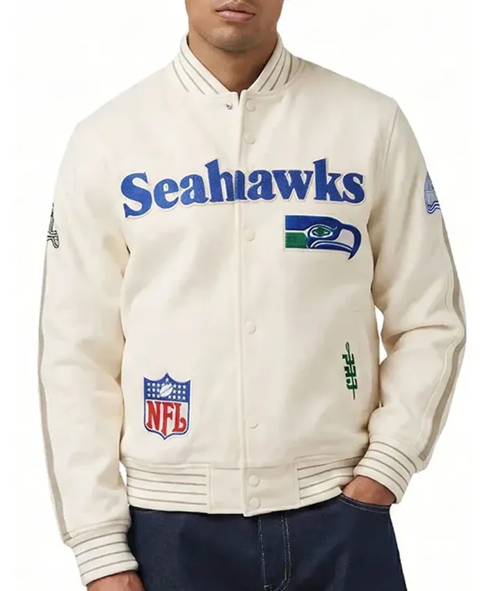 NFL Seattle Seahawks 2026 Cream Varsity Jacket