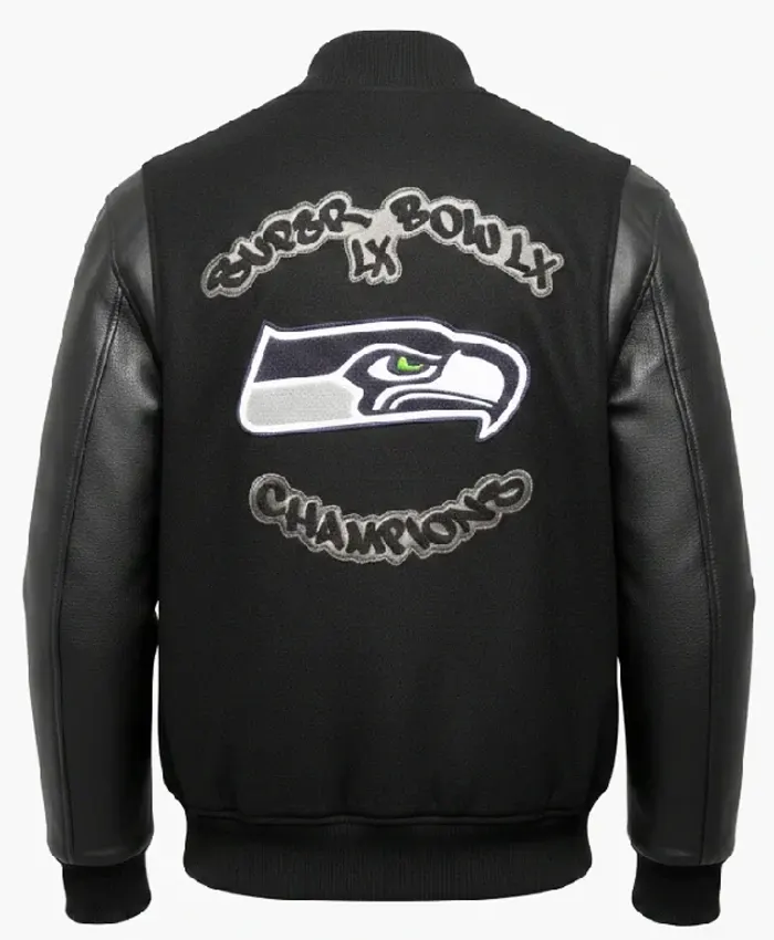 NFL Super Bowl LX’ 2026 Champions Seattle Seahawks Black Varsity Jacket