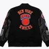 NY Knicks Black Out Team Logo Varsity Jacket For Sale