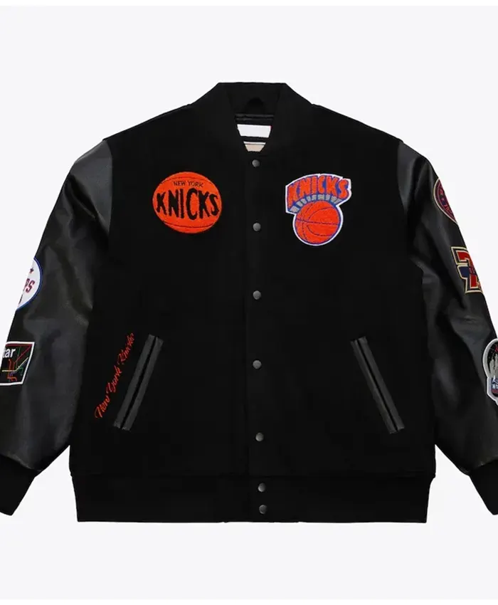 NY Knicks Black Out Team Logo Varsity Jacket
