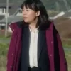 Naomi Yang Under Salt Marsh Maroon Coat Front