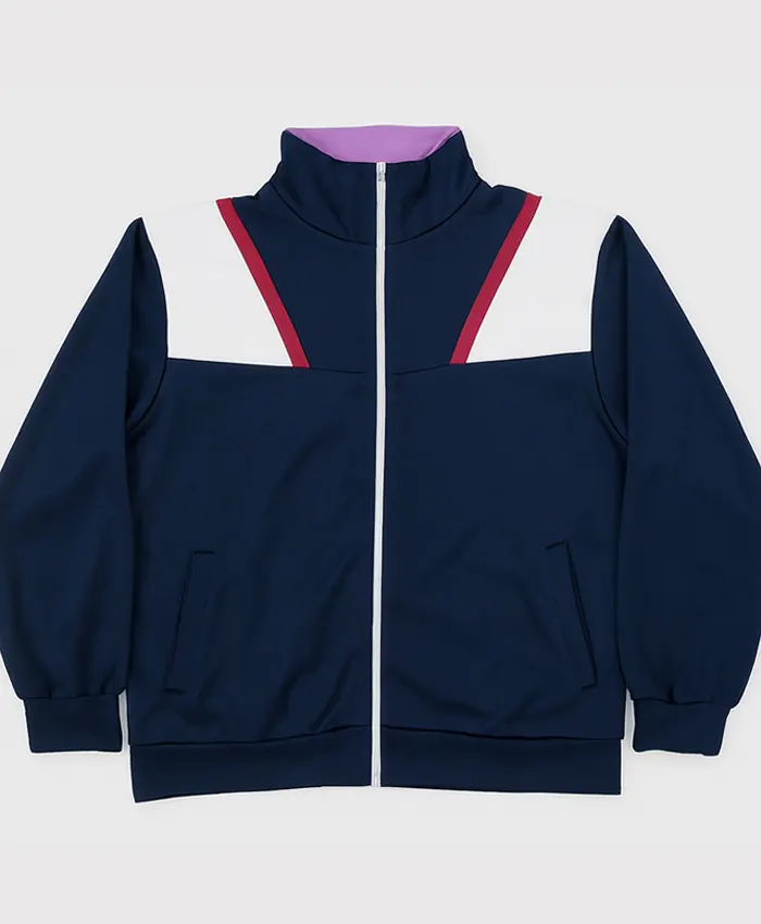Neon Genesis Evangelion Series Shinji Ikari retro-style 90s track jacket - Navy