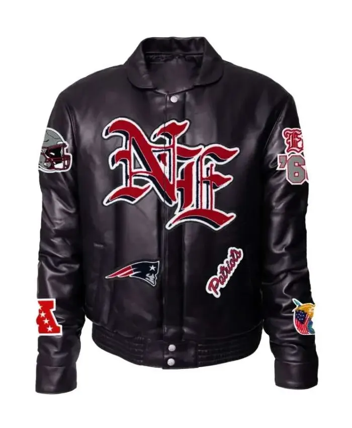 New England Patriots Black Leather Jacket