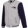 New England Patriots Grey and Blue Varsity Jacket