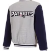New England Patriots Grey and Blue Varsity Jacket For Sale