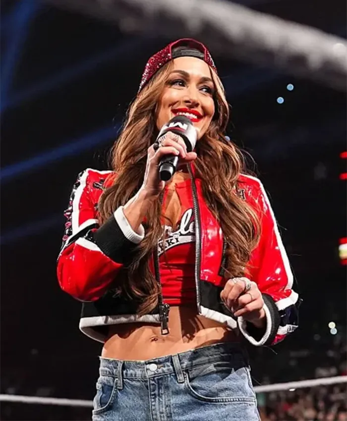 Nikki Bella Monday Night RAW 2026 Red Crop Jacket