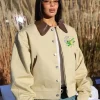 PFW Dina Ayada Beige Leather Jacket For Sale