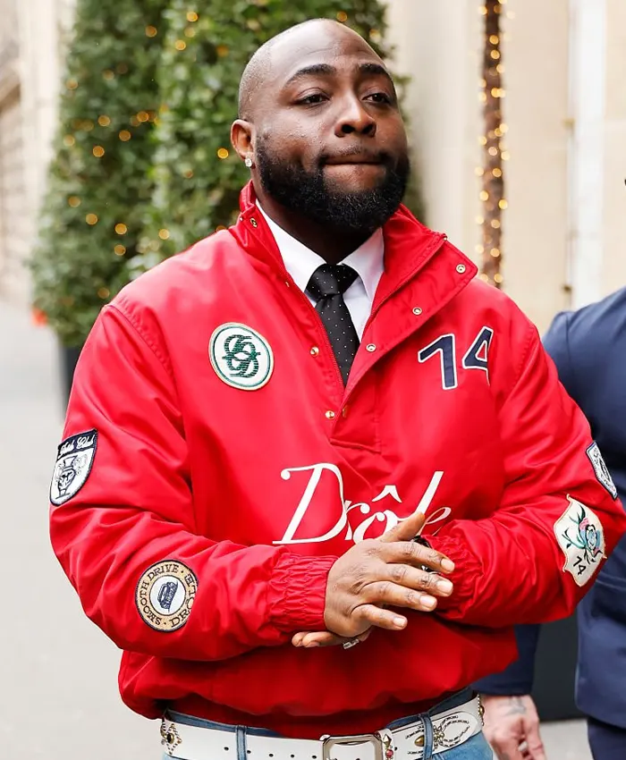 Paris Fashion Week Davido Red Satin Jacket- For Sale