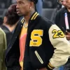 Paris Olympics 2024 Travis Scott Black and Off White Varsity Jacket - Get now