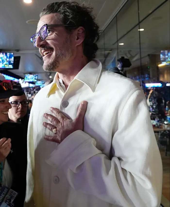 Pedro Pascal Super Bowl LX 2026 White Jacket For Sale