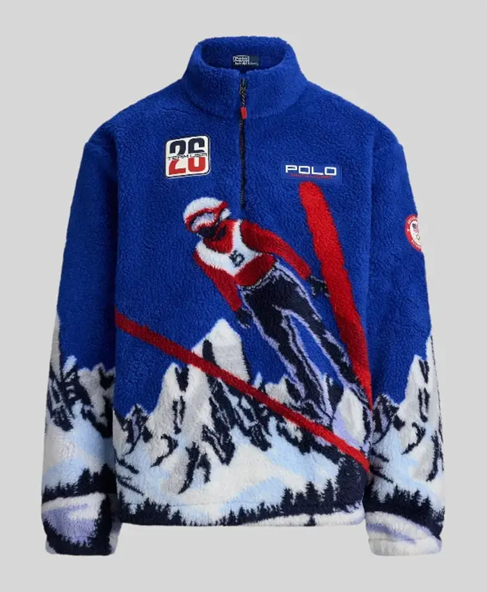 Polo Ralph Lauren Team USA Pile Blue Fleece Jacket