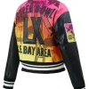 Pro Football Super Bowl LX Bay Area Black and White Varsity Jacket with Multicolor Back for Women