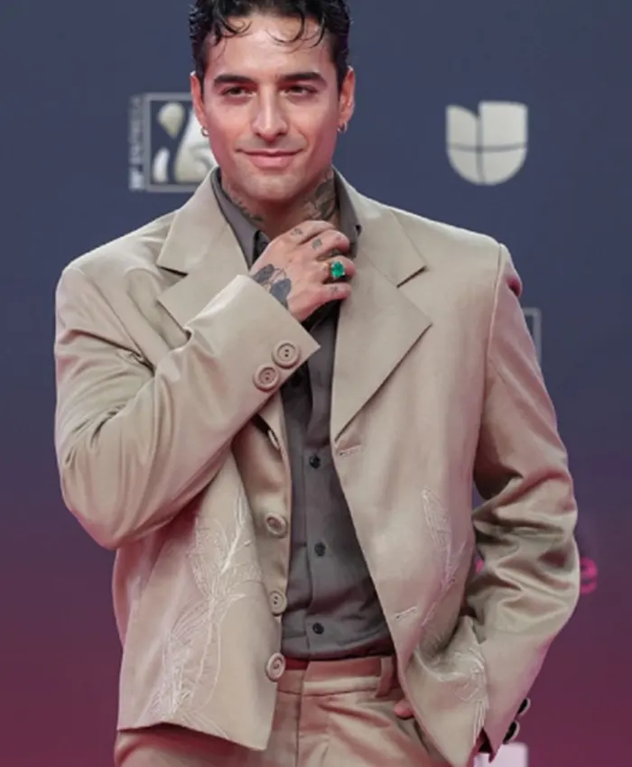 Red Carpet 2026 Maluma Cropped Beige Blazer For Sale
