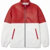 Red and White Motorcycle Leather Jacket