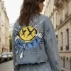 Rhinestones Lucky 7 denim jacket