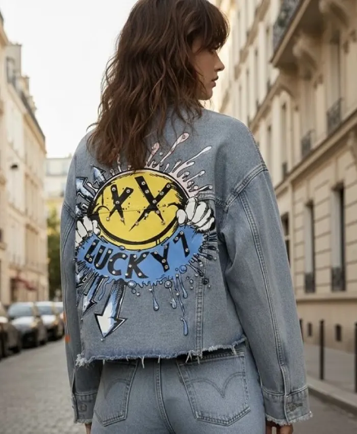 Rhinestones Lucky 7 denim jacket