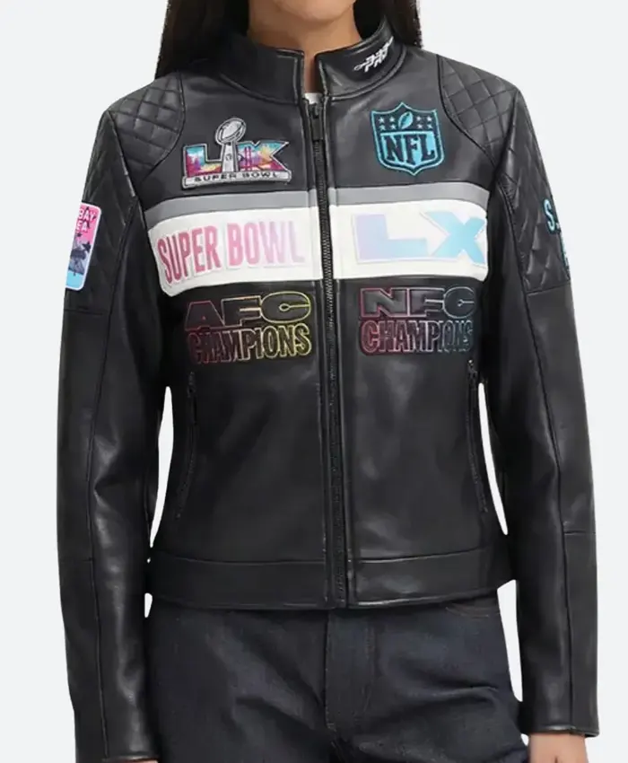 San Francisco Super Bowl LX Bay Area Moto Leather Jacket for Women