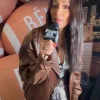 Shay Mitchell Super Bowl Event 2026 Brown Jacket For Sale
