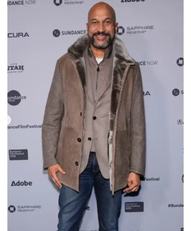 Shop Buddy Keegan-Michael Key Brown Shearling Coat- now