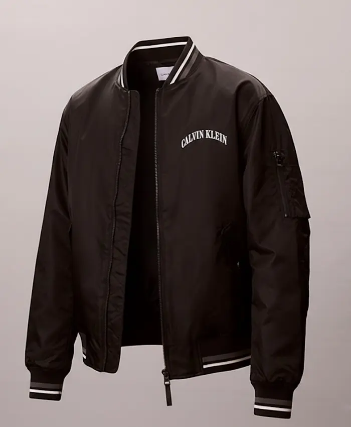 Shop Calvin Klein 2026 Jungkook Black Varsity Jacket