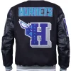 Shop Charlotte Hornets Black Wool Varsity Bomber Jacket