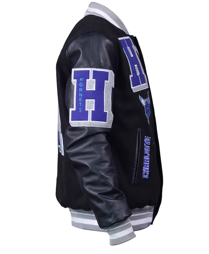 Shop Charlotte Hornets Black Wool Varsity Jacket