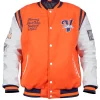 Shop Virginia State University Motto 2.0 Orange and White Varsity Jacket
