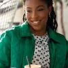 Shrinking S03 Jessica Williams Green Quilted Jacket
