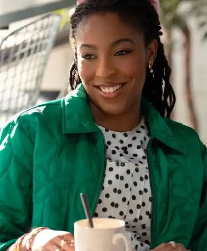 Shrink­ing S03 Jes­si­ca Williams Green Quilt­ed Jack­et