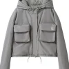 Singer Rihanna Grey Hooded Windbreker Jacket