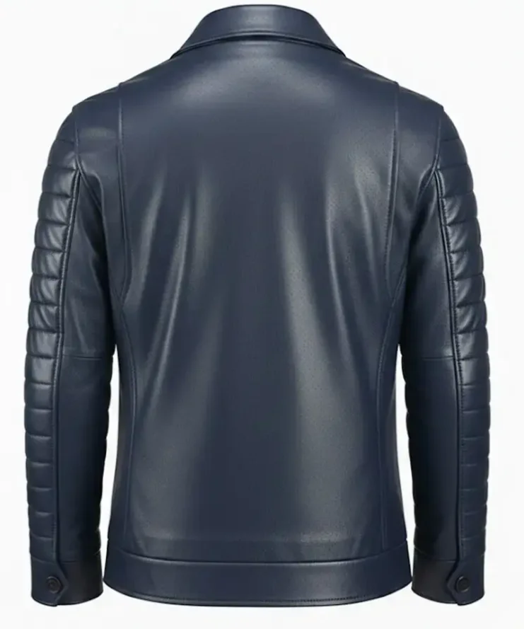 Slim Fit Blue Leather Jacket