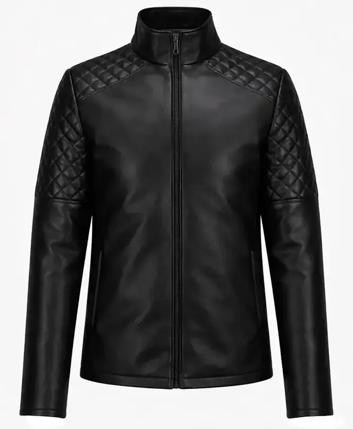 Slim Fit Quilted Black Biker Leather Jacket