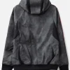 Stylish Adidas Originals Grey Distressed Leather Hooded Jacket with Black Perforated Design