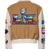Super Bowl 2026 Wool & Leather Varsity Jacket Brown Back