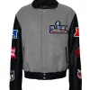 Super Bowl 2026 Wool & Leather Varsity Jacket Grey