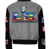 Super Bowl 2026 Wool & Leather Varsity Jacket Grey Back