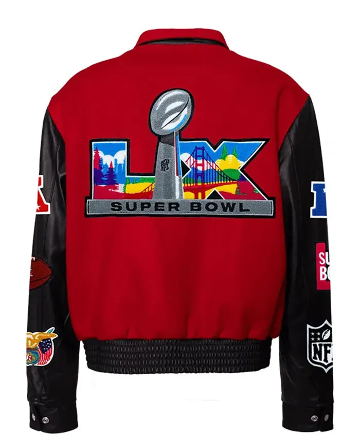 Super Bowl 2026 Wool & Leather Varsity Jacket Red