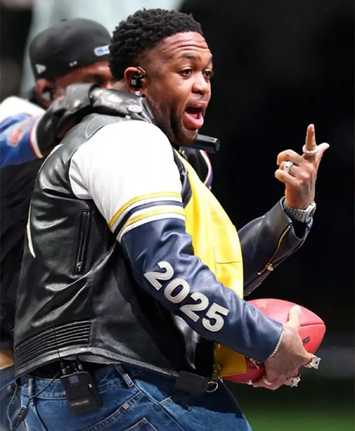 Super Bowl Half time Show DJ Mustard Black Leather Jacket
